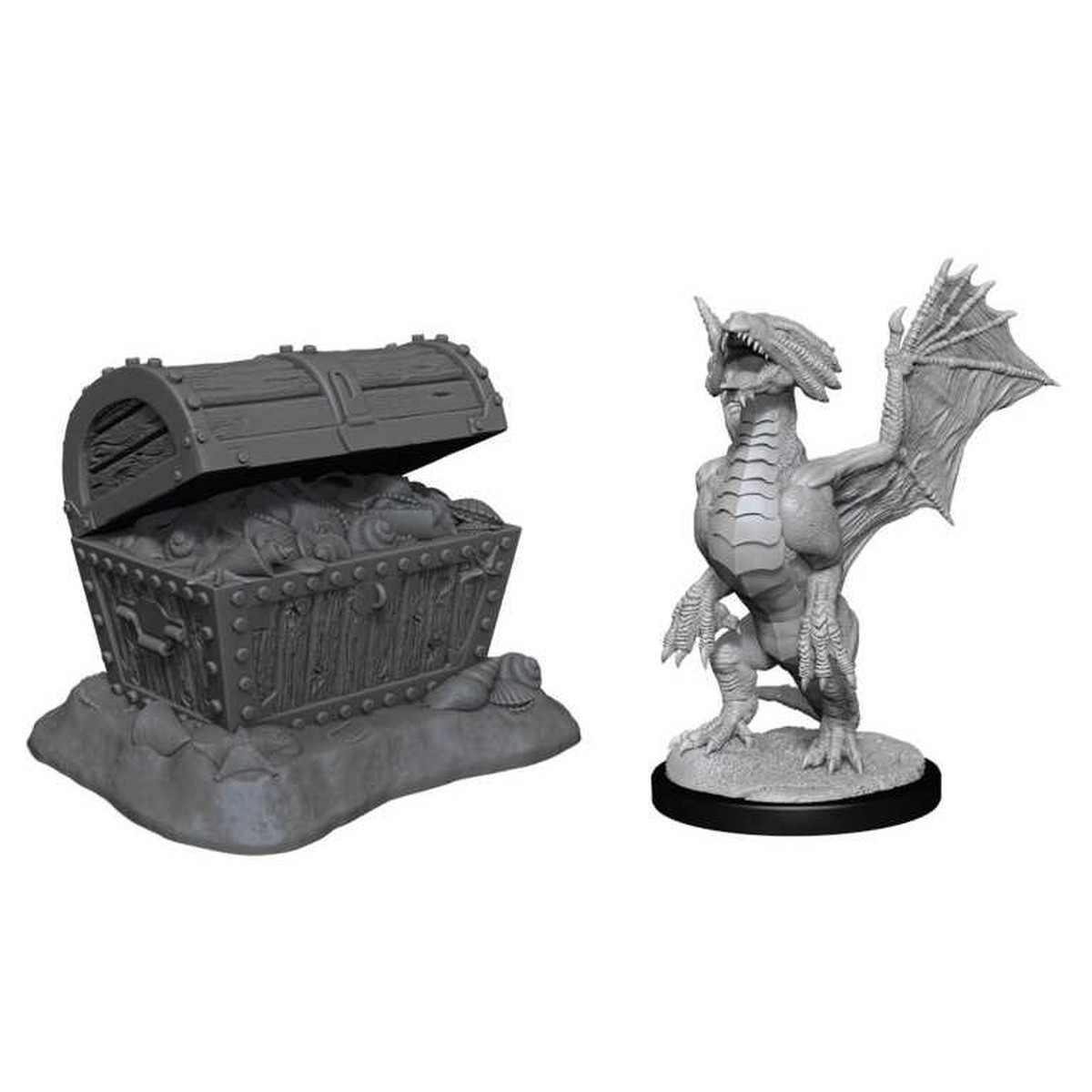 D&D Nolzur’s Marvelous Miniatures: Bronze Dragon Wyrmling & Pile of Sea Found Treasure