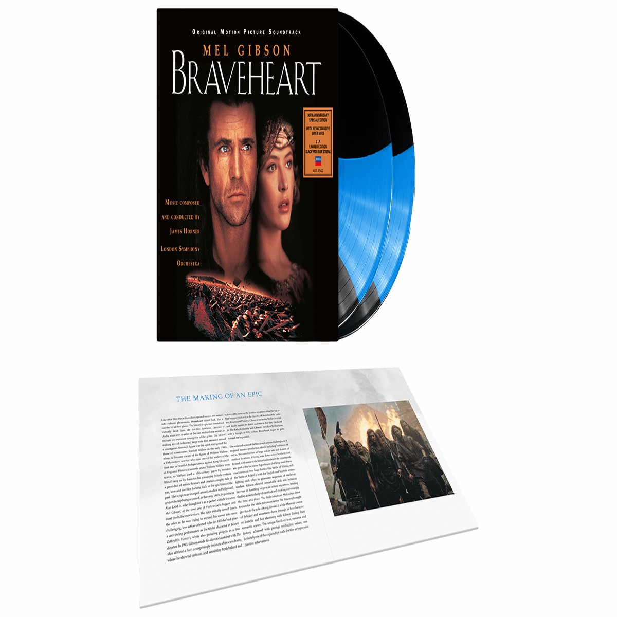 Various Artists : Braveheart (30th Anniversary) (Black w Blue Streak Vinyl)