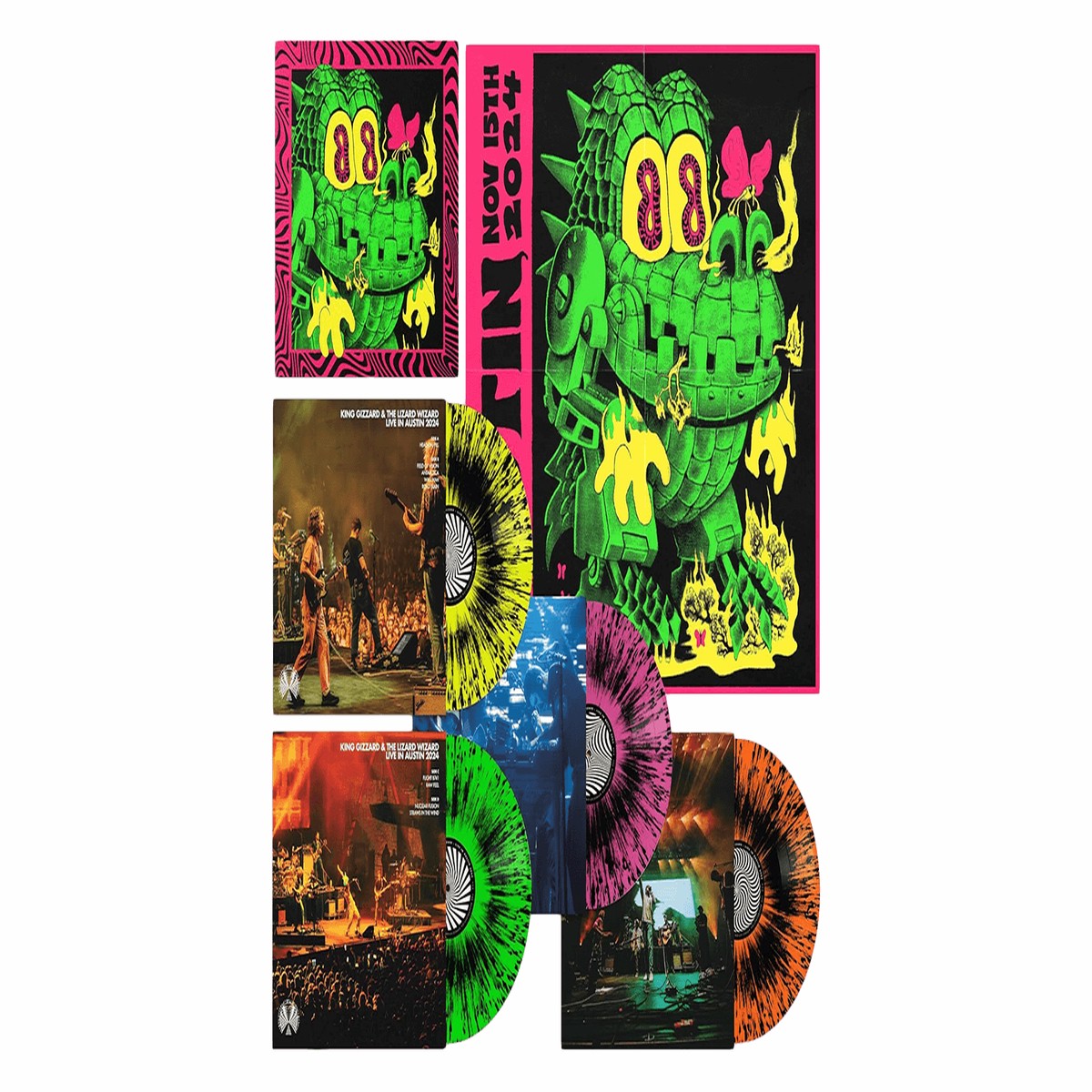 King Gizzard & The Lizard Wizard : King Gizzard – Live in Austin ’24 (Ltd. Neon Splatter Vinyl Box Set)