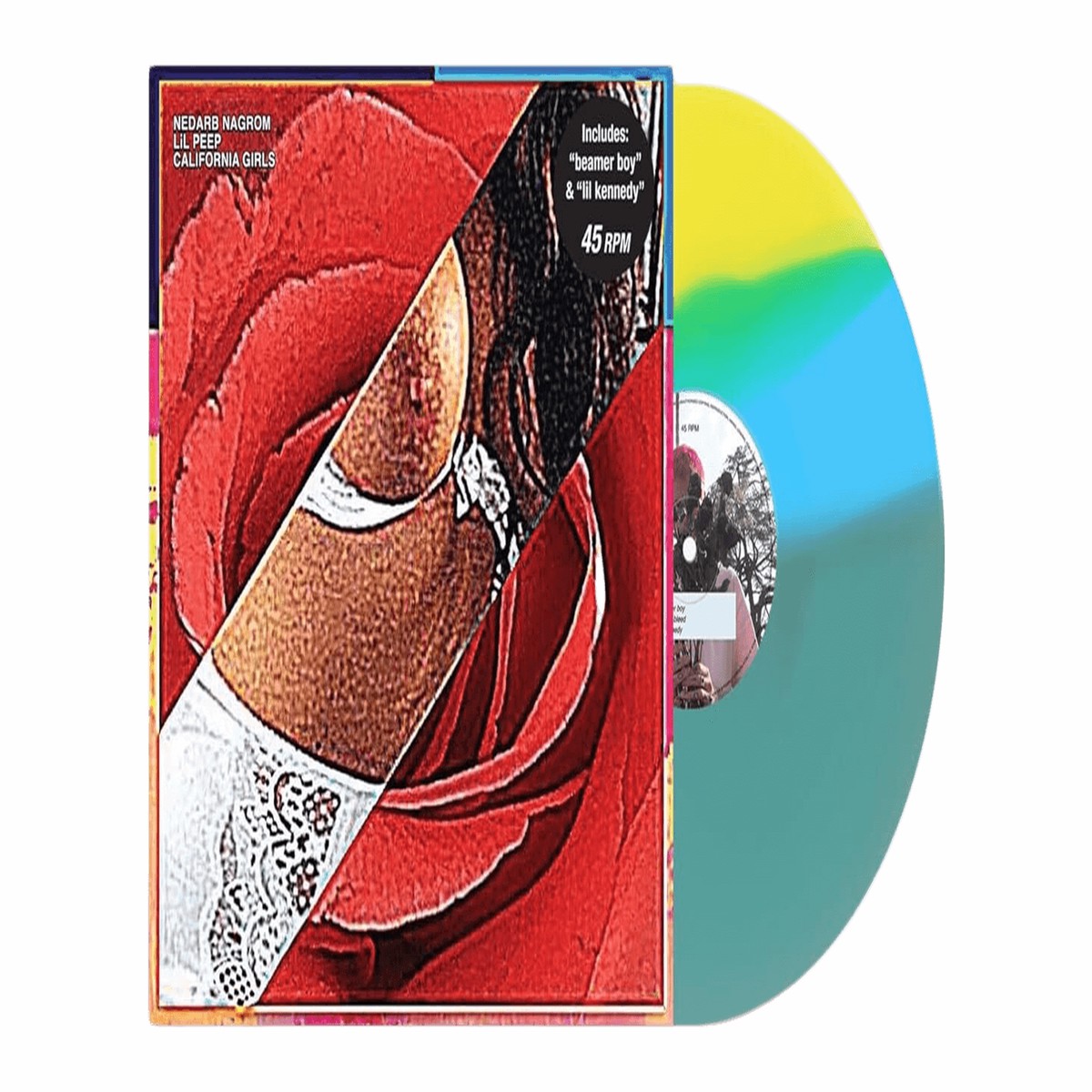 Lil Peep : CALIFORNIA GIRLS (Tri Colour Vinyl – Opaque Sky Blue / Transparent Electric Blue / Opaque Light Yellow)