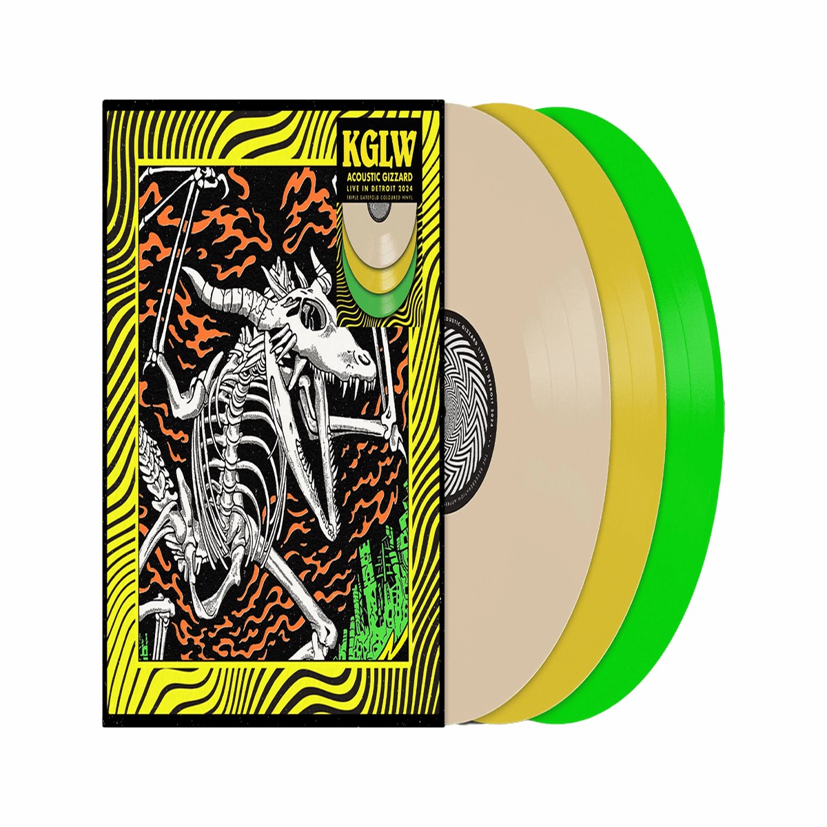 King Gizzard & The Lizard Wizard : Acoustic Gizzard – Live in Detroit 2024 (Green, Bone & Neon Yellow Vinyl)
