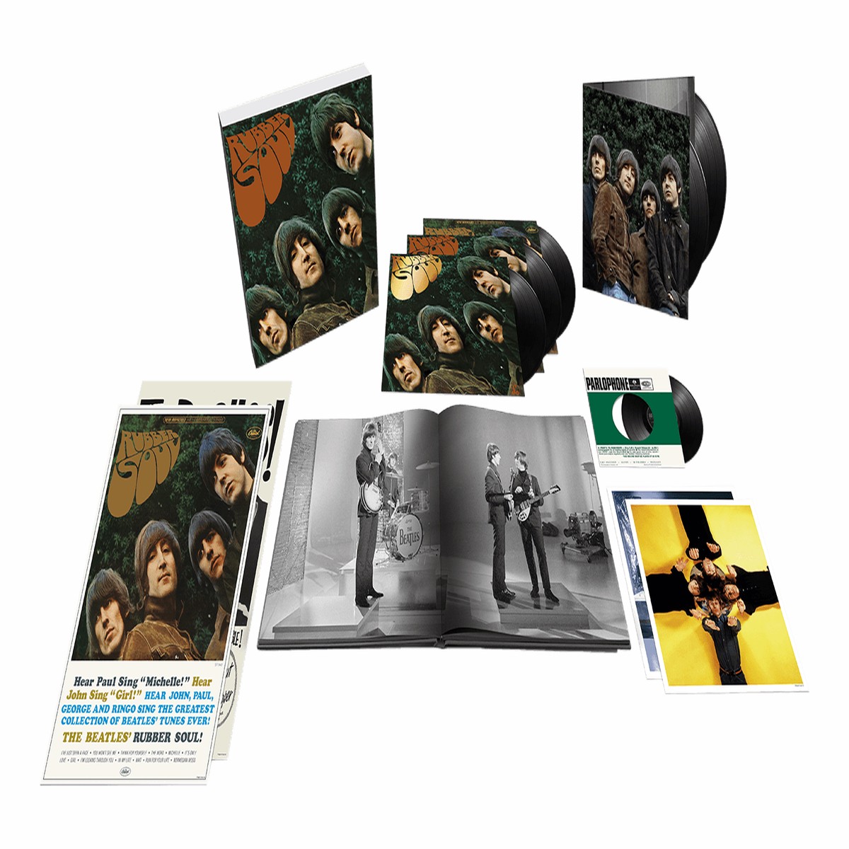 [Pre-Order [02/10] The Beatles : Rubber Soul (Special Edition Super Deluxe – 5LP + 7″ Single Box Set + Posters + Art Cards)(Exclusive to The Record Hub.com)