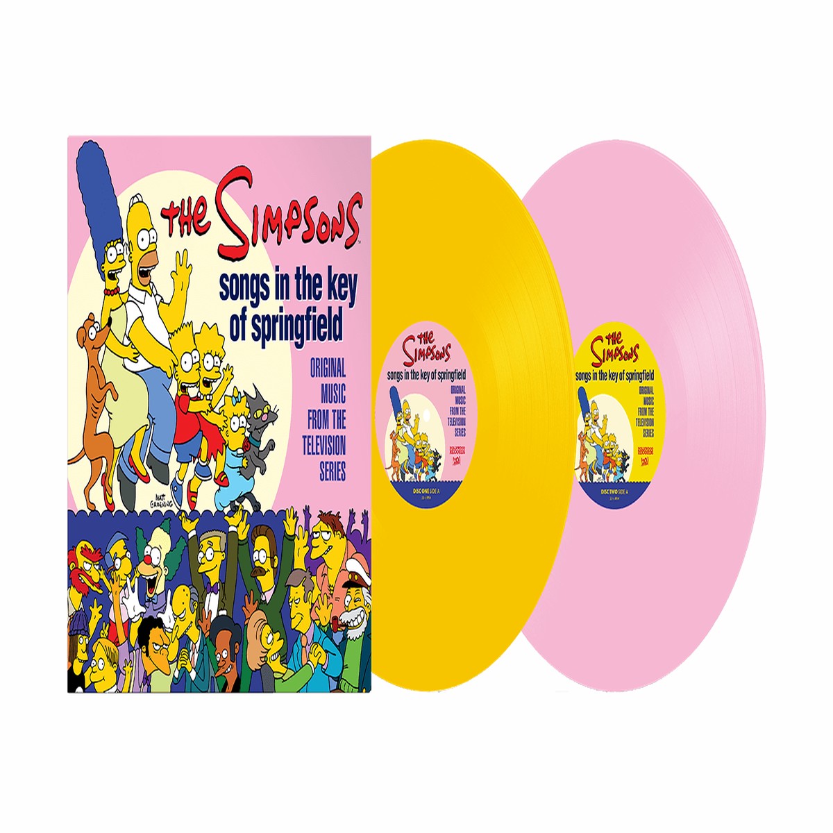 Various Artists : The Simpsons – Songs in the Key ofSpringfield (Original Music from the Television Series)(Canary Yellow & Baby Pink Vinyl)