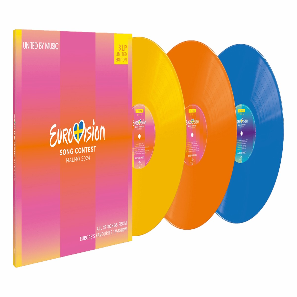 Various Artists : Eurovision Song Contest Malm 2024 (3LP Set Yellow, Orange & Blue Vinyl)