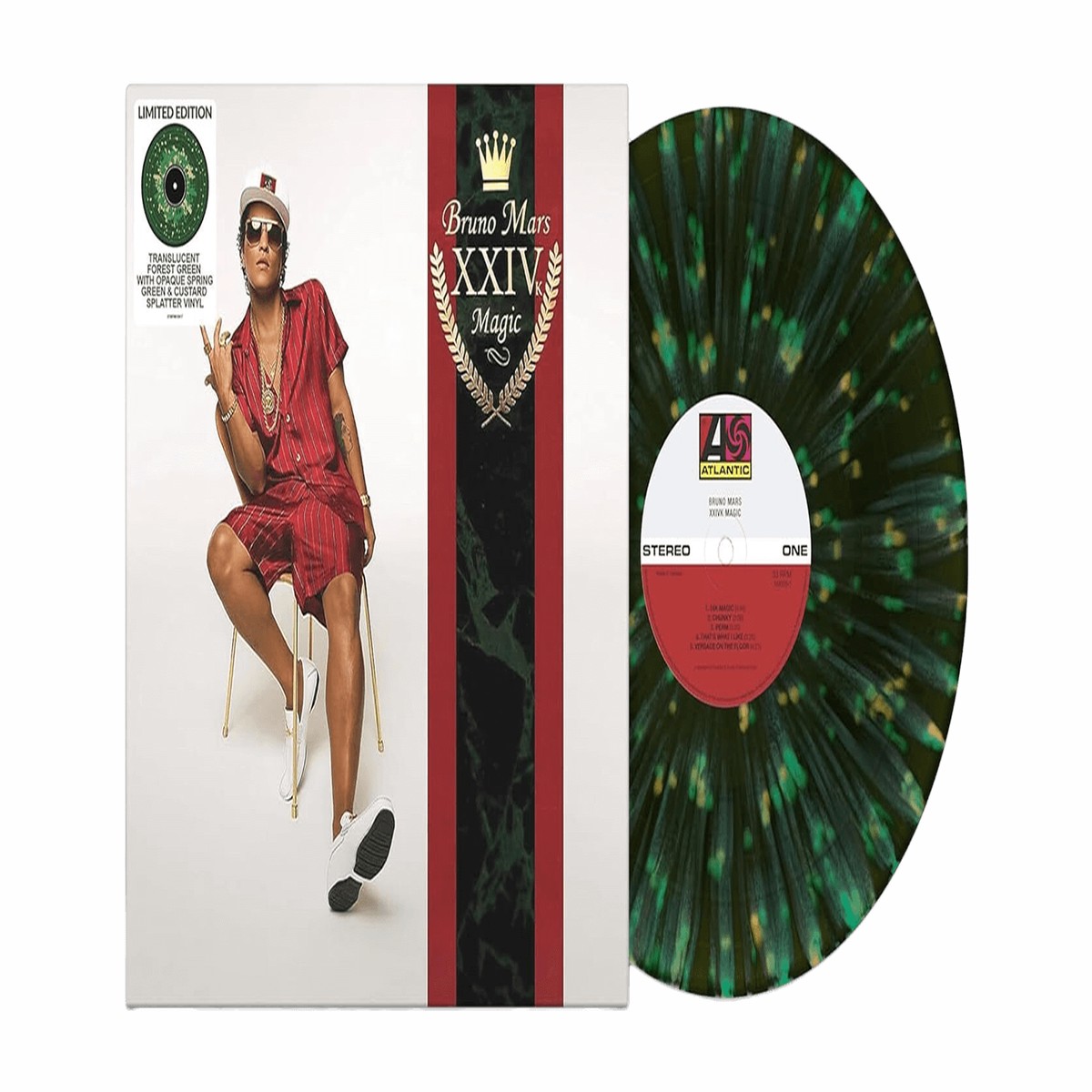 Bruno Mars : 24K Magic (Translucent Forest Green with Opaque Spring Green and Custard Splatter Vinyl)
