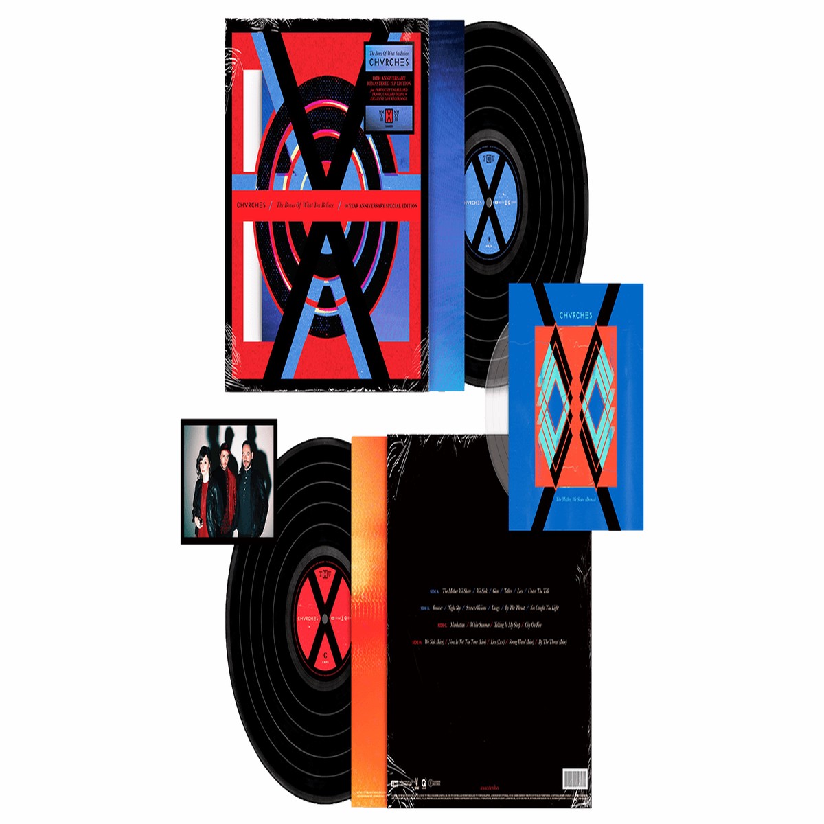 CHVRCHES : The Bones Of What You Believe (10 Year Anniversary Editions) (2LP BLACK VINYL + BESPOKE DIE-CUT GATEFOLD SLEEVE + PRINTED INNERS + STICKER)