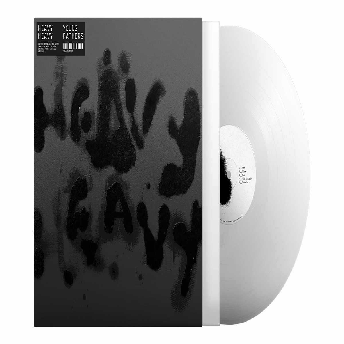 Young Fathers : Heavy Heavy (Deluxe White vinyl w/ Handmade Sleeve) (Black cover)