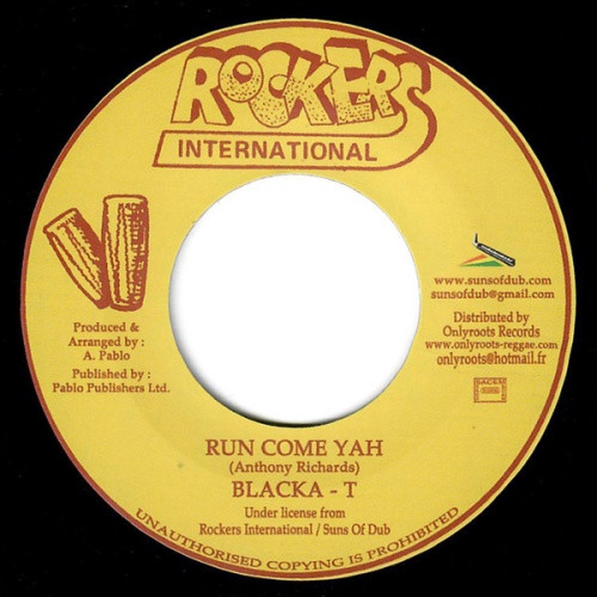 Blacka T – Run Come Yah – 7″ Vinyl