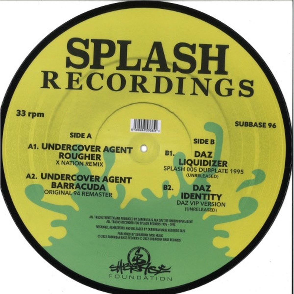 Undercover Agent / Daz Ellis – Untitled – 12″ Picture Disc Vinyl