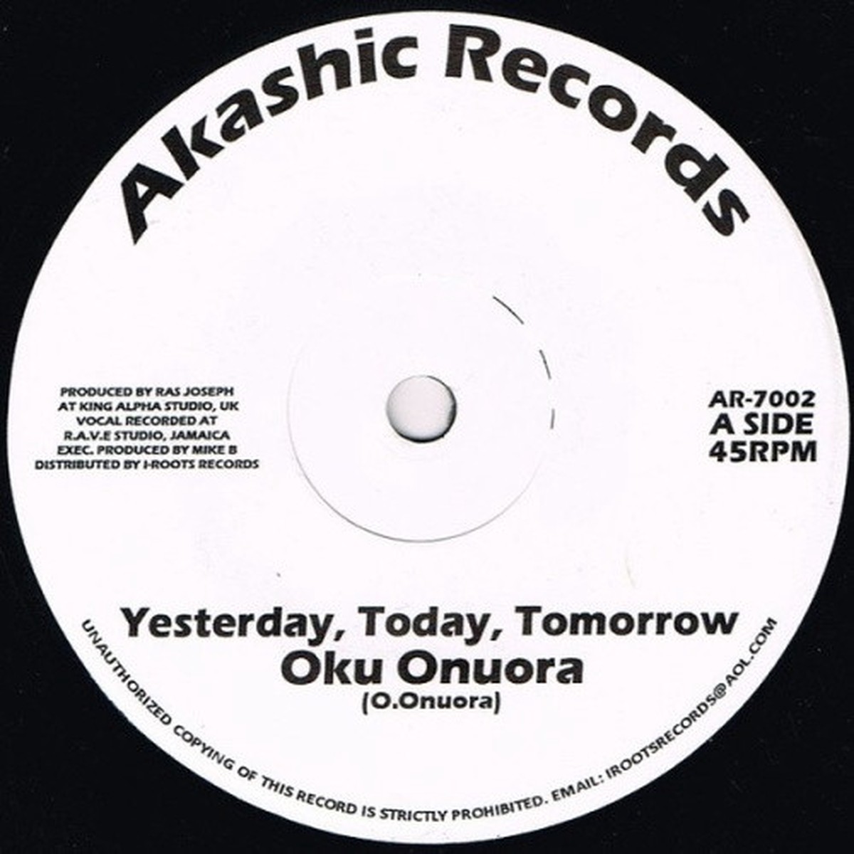Oku Onuora – Yesterday, Today, Tomorrow – 7″ Vinyl
