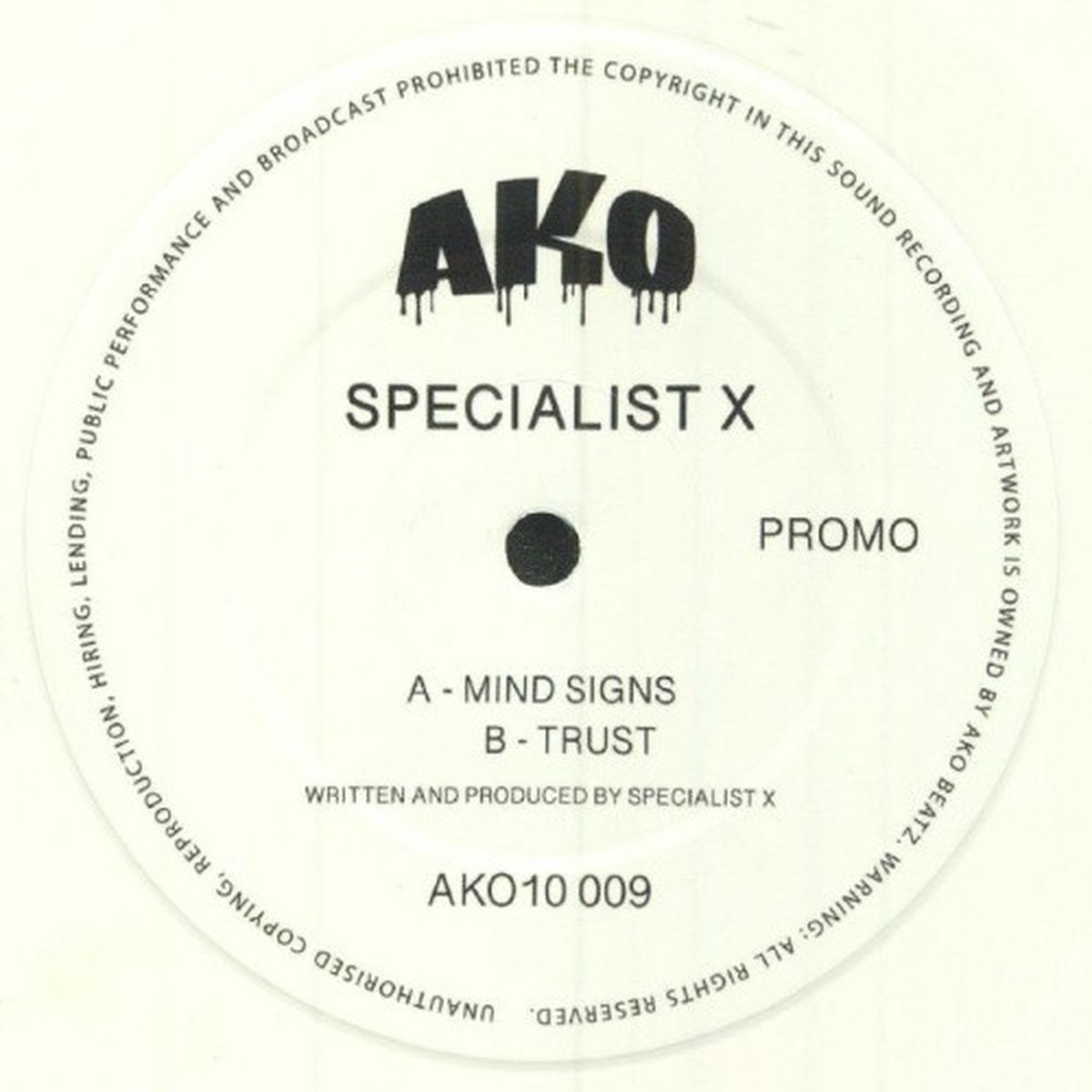 Specialist X – Mind Signs / Trust – 10″ Colored Vinyl