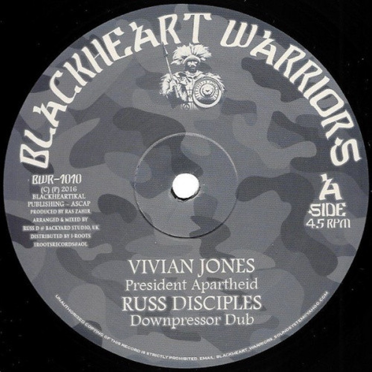 Vivian Jones / Prince Alla – President Apartheid / No More Searching – 10″ Vinyl