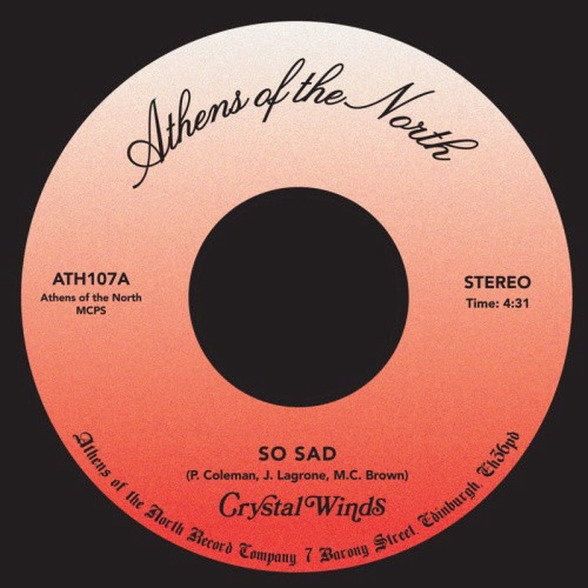 Crystal Winds – So Sad – 7″ Vinyl