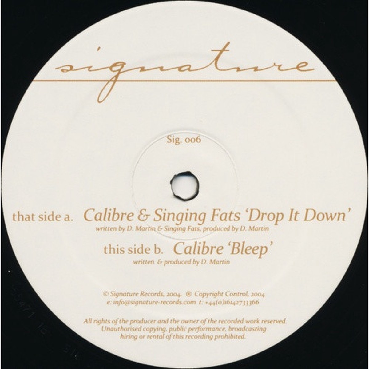 Calibre & Singing Fats – Drop It Down / Bleep – 12″ Vinyl