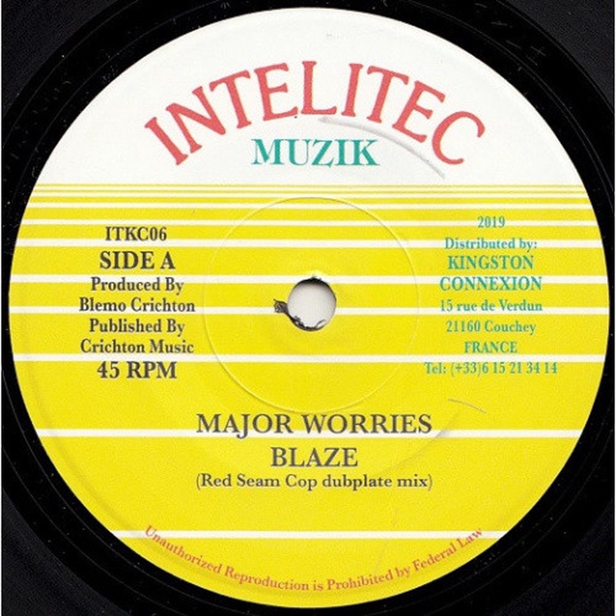 Major Worries – Blaze (Red Seam Cop Dubplate Mix) – 7″ Vinyl
