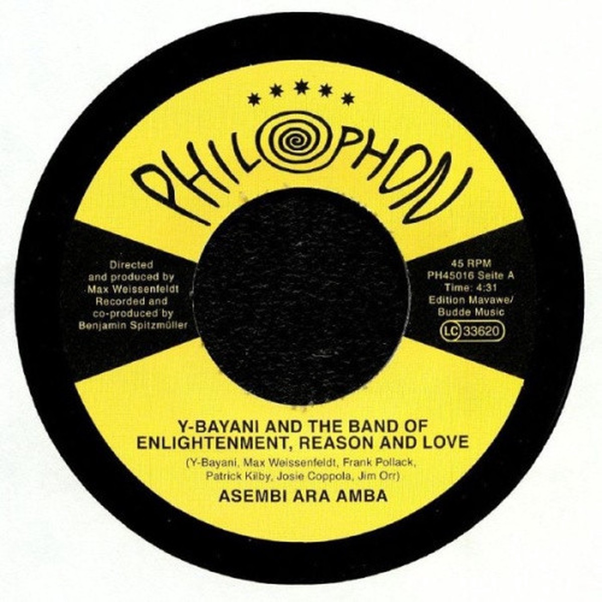 Y-Bayani & The Band Of Enlightenment, Reason And Love – Asembi Ara Amba – 7″ Vinyl