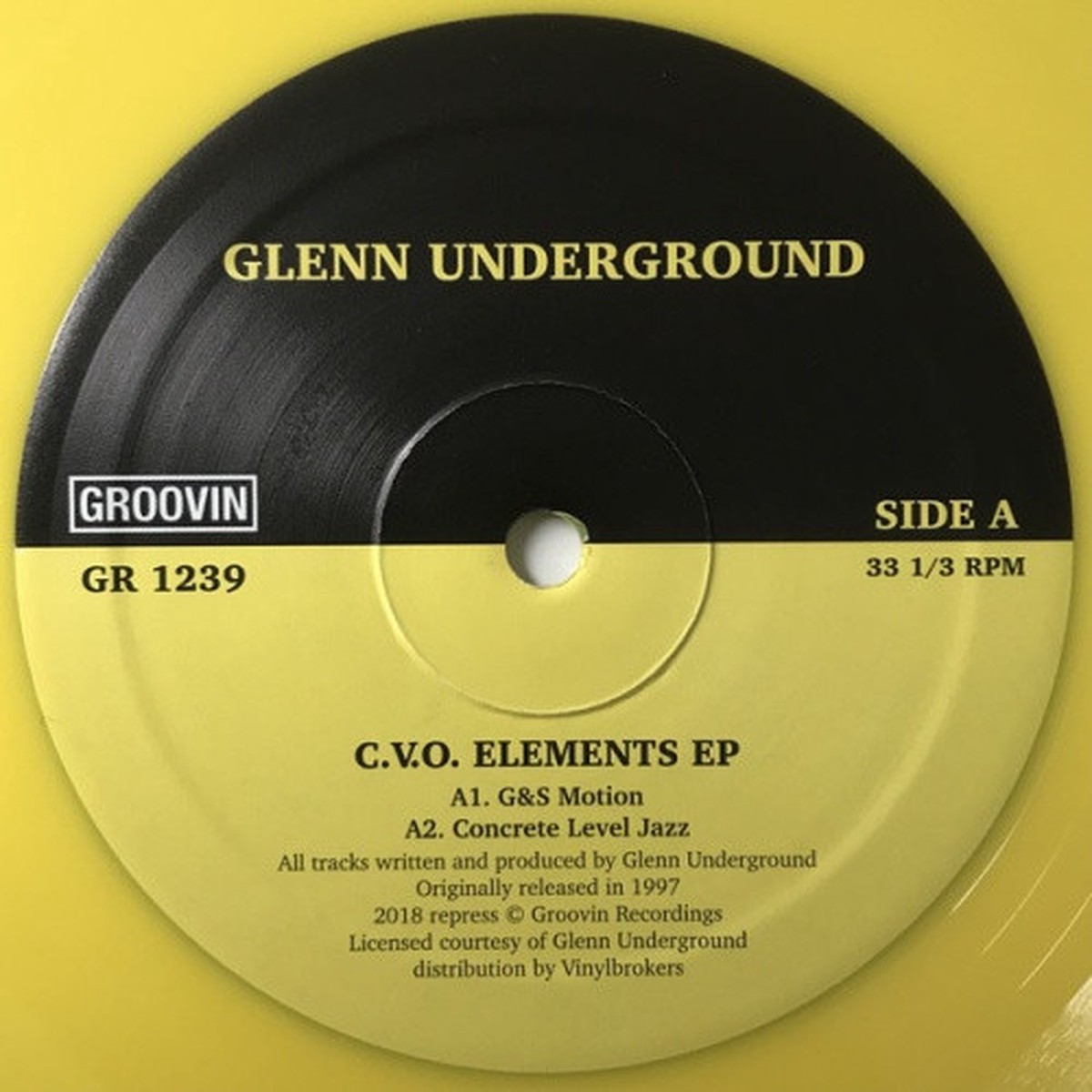 Glenn Underground – C.V.O. Elements – 12″ Colored Vinyl
