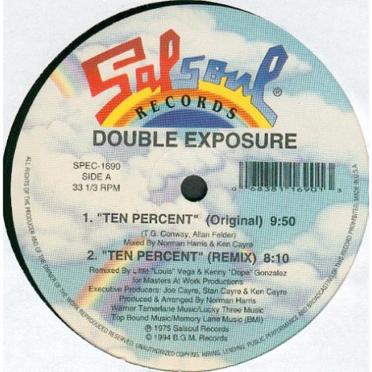Double Exposure – Ten Percent / My Love Is Free – 12″ Vinyl