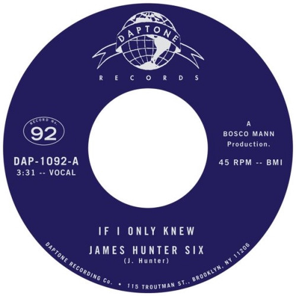 James Hunter Six – If I Only Knew / Heartbreak – 7″ Vinyl