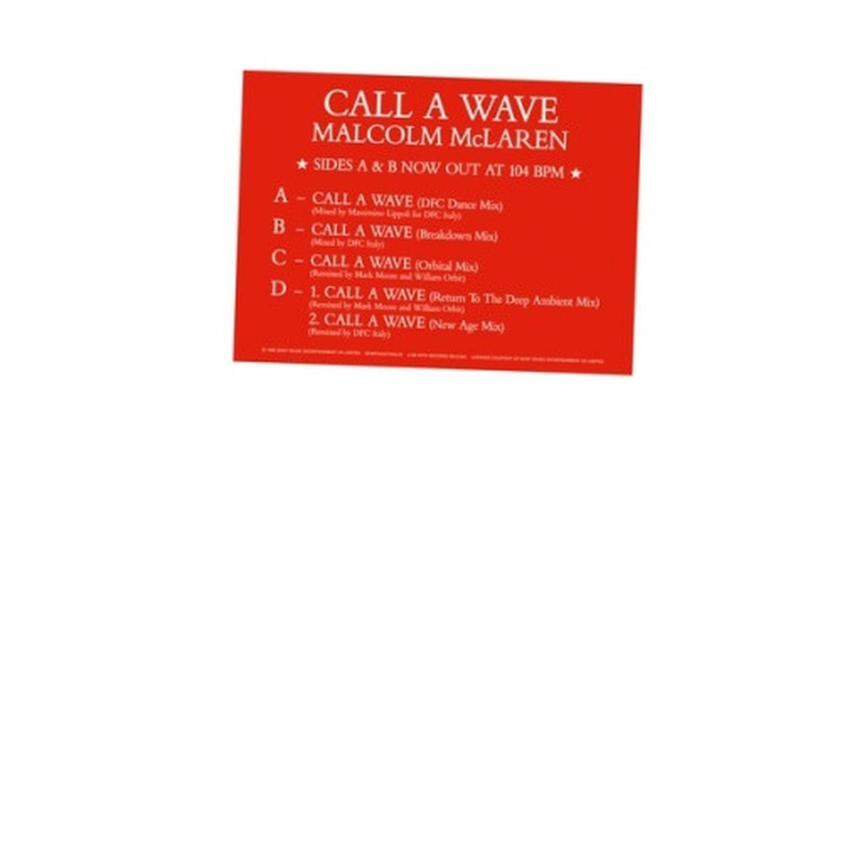 Malcom McLaren & The Bootzilla Orchestra – Call A Wave – 2x 12″ Vinyl