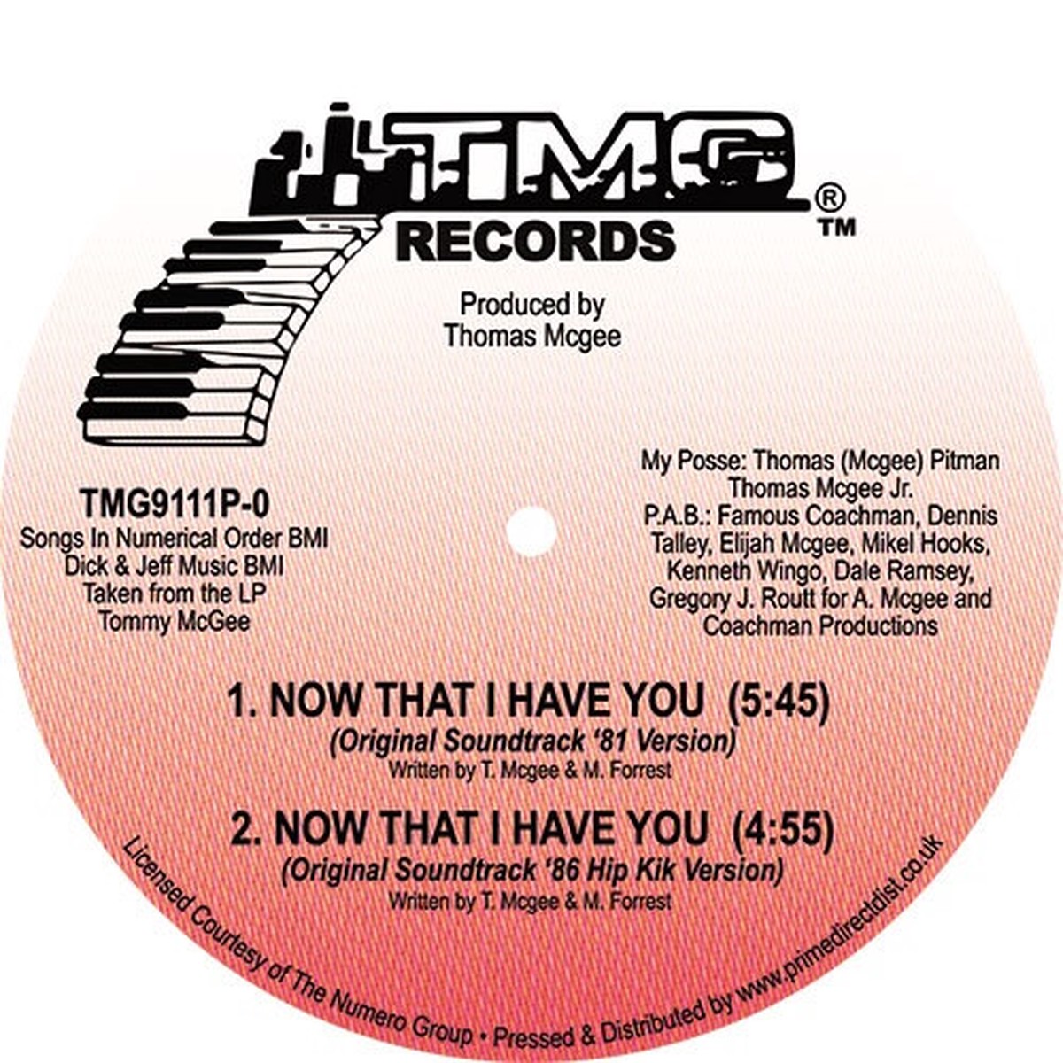 Tommy McGee – Now That I Have You (Versions) – 12″ Vinyl
